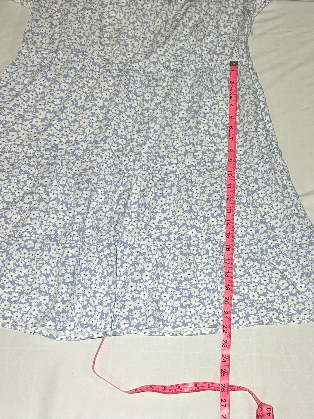 J. Crew Womens Large Periwinkle Ditsy Floral Short Sleeve Tiered Swing Dress